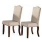 Rubber Wood Dining Chair With Nail Head Trim, Set Of 2, Brown And Cream By Benzara | Dining Chairs | Modishstore - 5