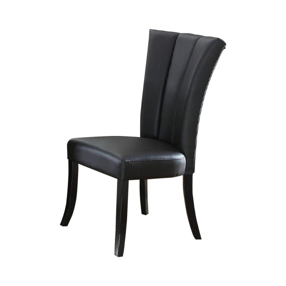 Leather Upholstered Dining Chair In Poplar Wood, Set Of 2,Black By Benzara | Dining Chairs | Modishstore - 2