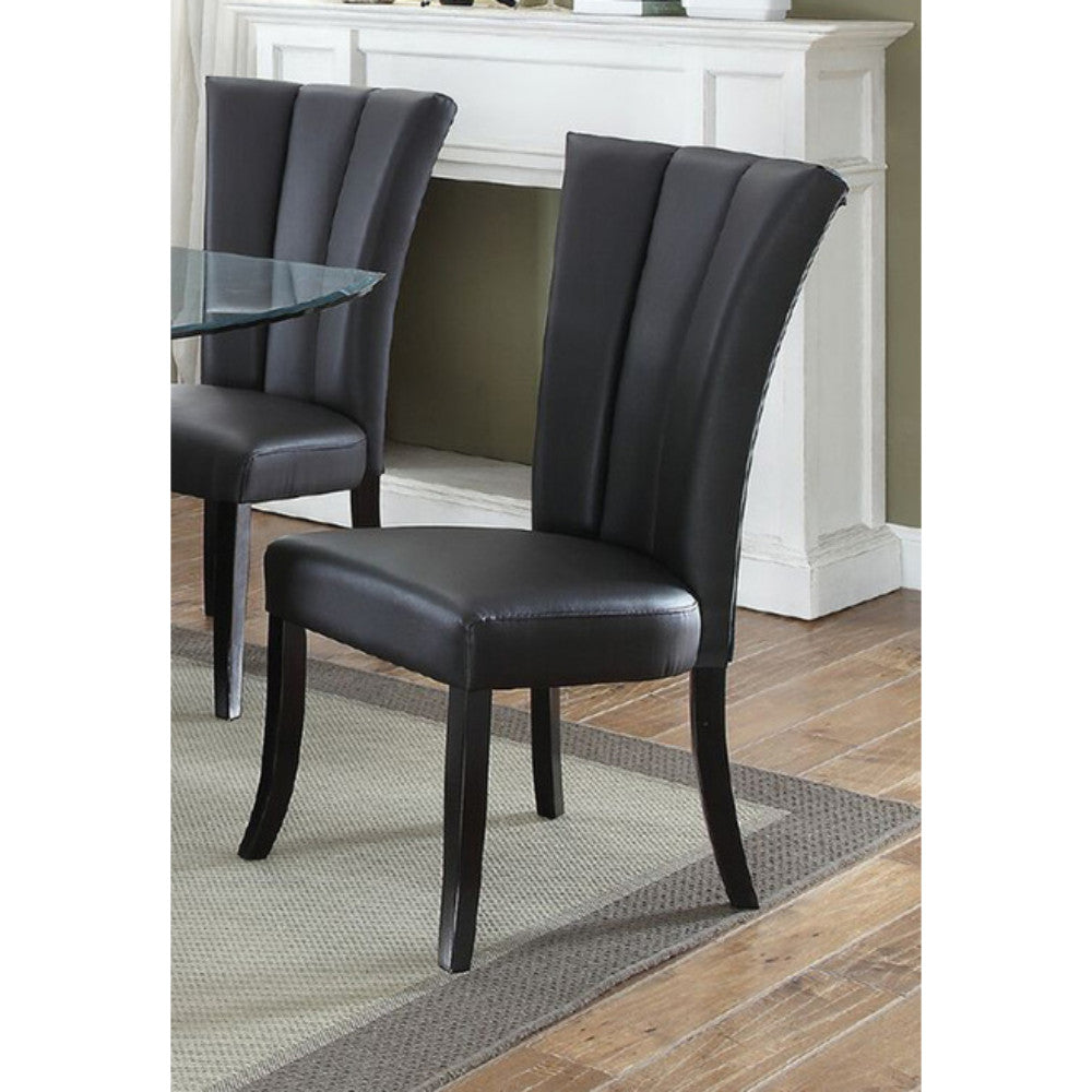 Leather Upholstered Dining Chair In Poplar Wood, Set Of 2,Black By Benzara | Dining Chairs | Modishstore
