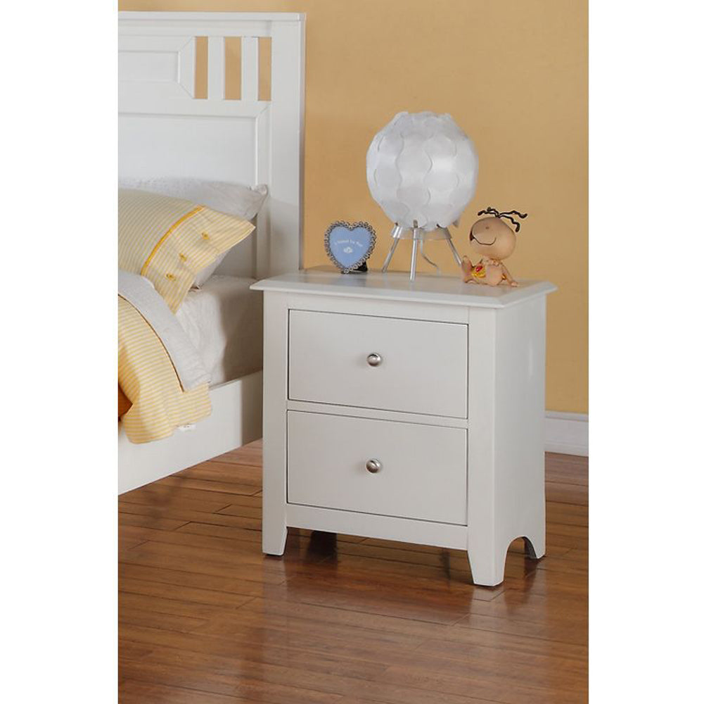 Pine Wood Night Stand With 2 Drawers, White By Benzara | Nightstands | Modishstore