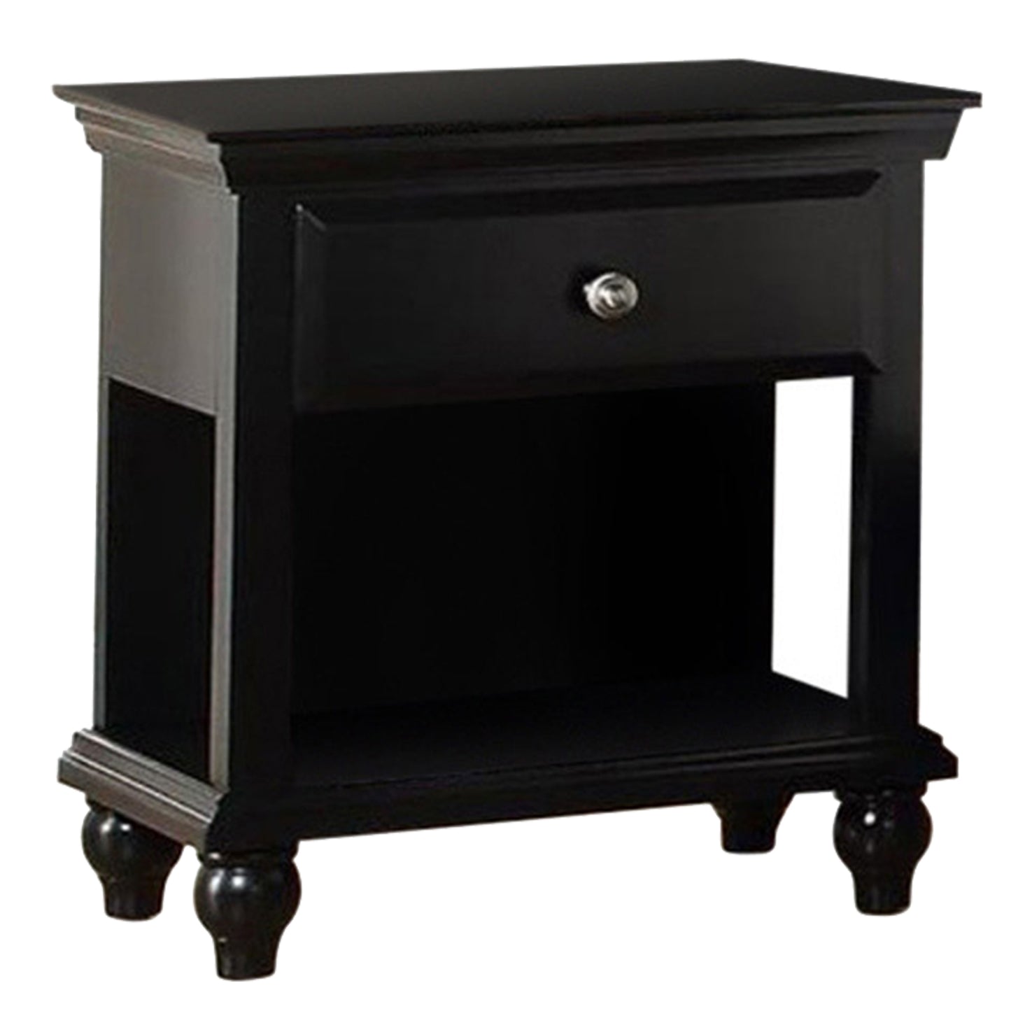 Wood Night Stand With Drawer, Black By Benzara | Nightstands | Modishstore - 5