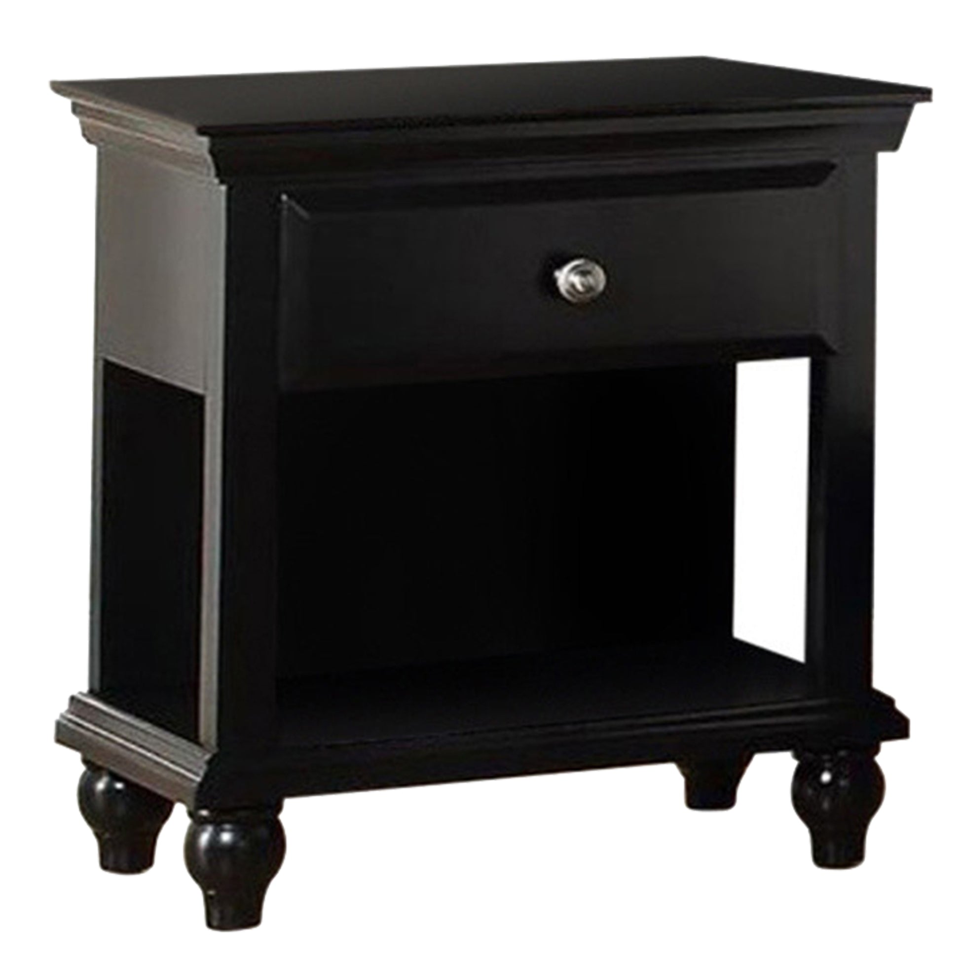 Wood Night Stand With Drawer, Black By Benzara | Nightstands | Modishstore - 5