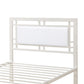 Metal Frame Twin Bed With Leather Upholstered Headboard, White By Benzara | Beds |  Modishstore  - 3