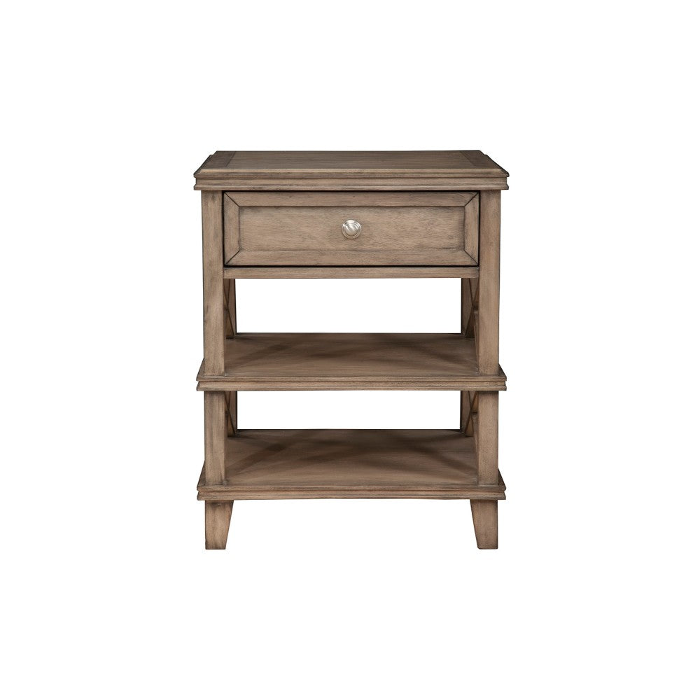 Mahogany Wood Nightstand With 1 Drawer In French Truffle Brown  By Benzara | Nightstands |  Modishstore  - 3