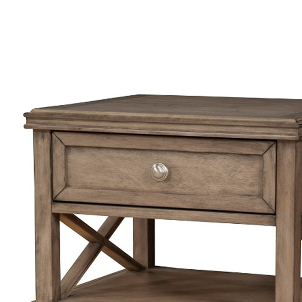 Mahogany Wood Nightstand With 1 Drawer In French Truffle Brown  By Benzara | Nightstands |  Modishstore  - 5