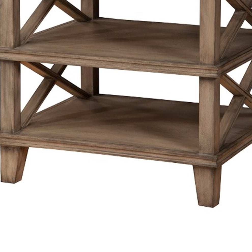 Mahogany Wood Nightstand With 1 Drawer In French Truffle Brown  By Benzara | Nightstands |  Modishstore  - 6