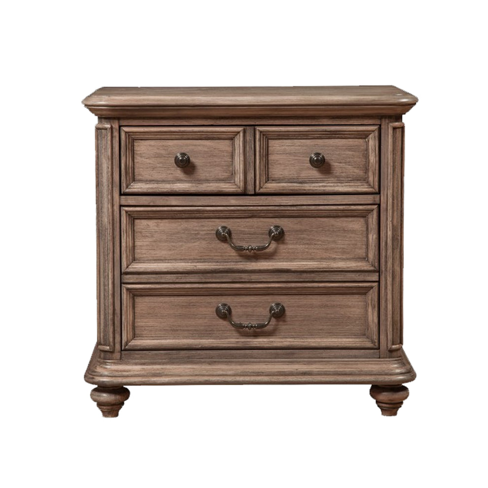 Mahogany Wood 2 Drawer Nightstand In French Truffle Brown By Benzara | Nightstands | Modishstore - 6