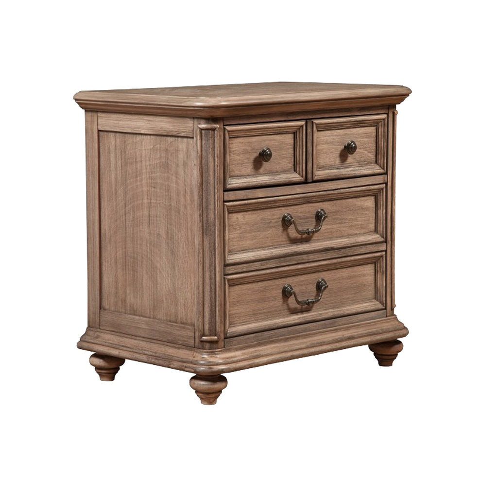 Mahogany Wood 2 Drawer Nightstand In French Truffle Brown By Benzara | Nightstands | Modishstore - 4