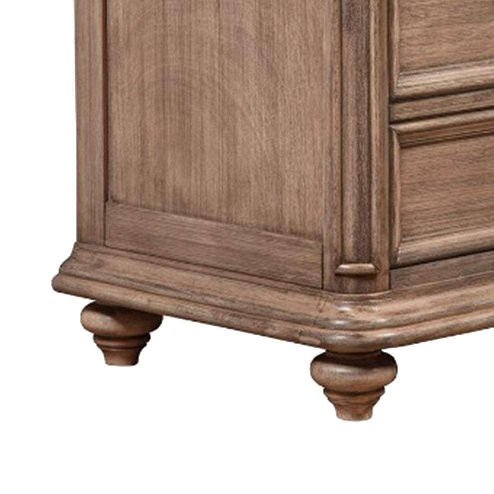 Mahogany Wood 2 Drawer Nightstand In French Truffle Brown By Benzara | Nightstands | Modishstore - 5