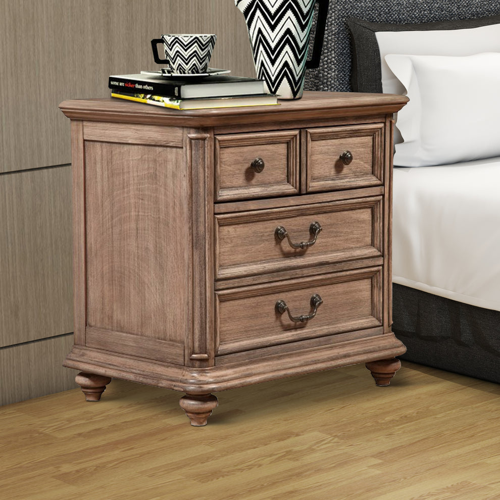 Mahogany Wood 2 Drawer Nightstand In French Truffle Brown By Benzara | Nightstands | Modishstore - 3