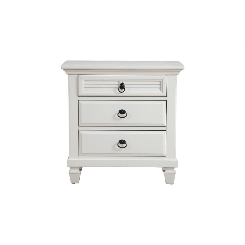 Pine Wood 3 Drawer Nightstand In White By Benzara | Nightstands | Modishstore