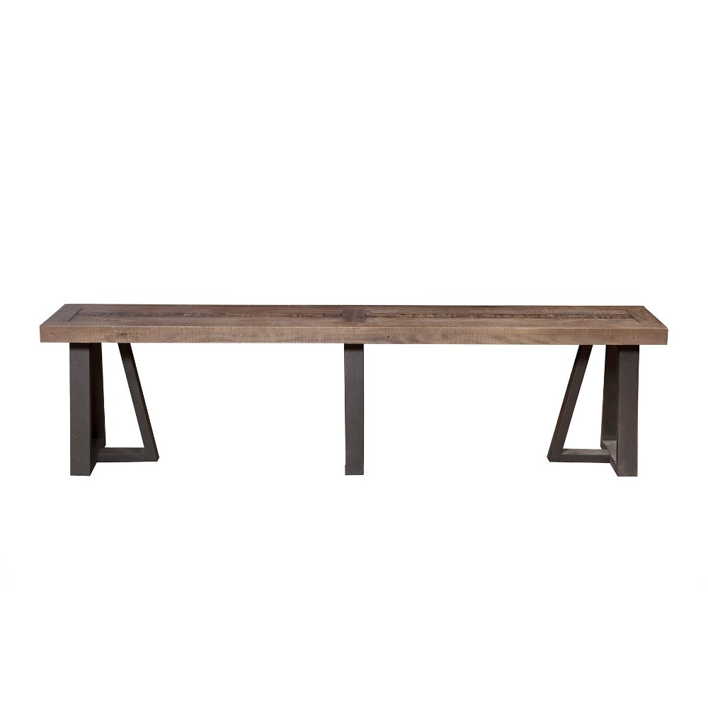 Wood And Metal Dining Bench Brown By Benzara | Benches | Modishstore - 2