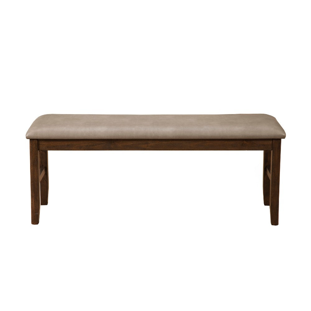 Rubberwood Dining Bench With Padded Upholstery Brown By Benzara | Benches | Modishstore