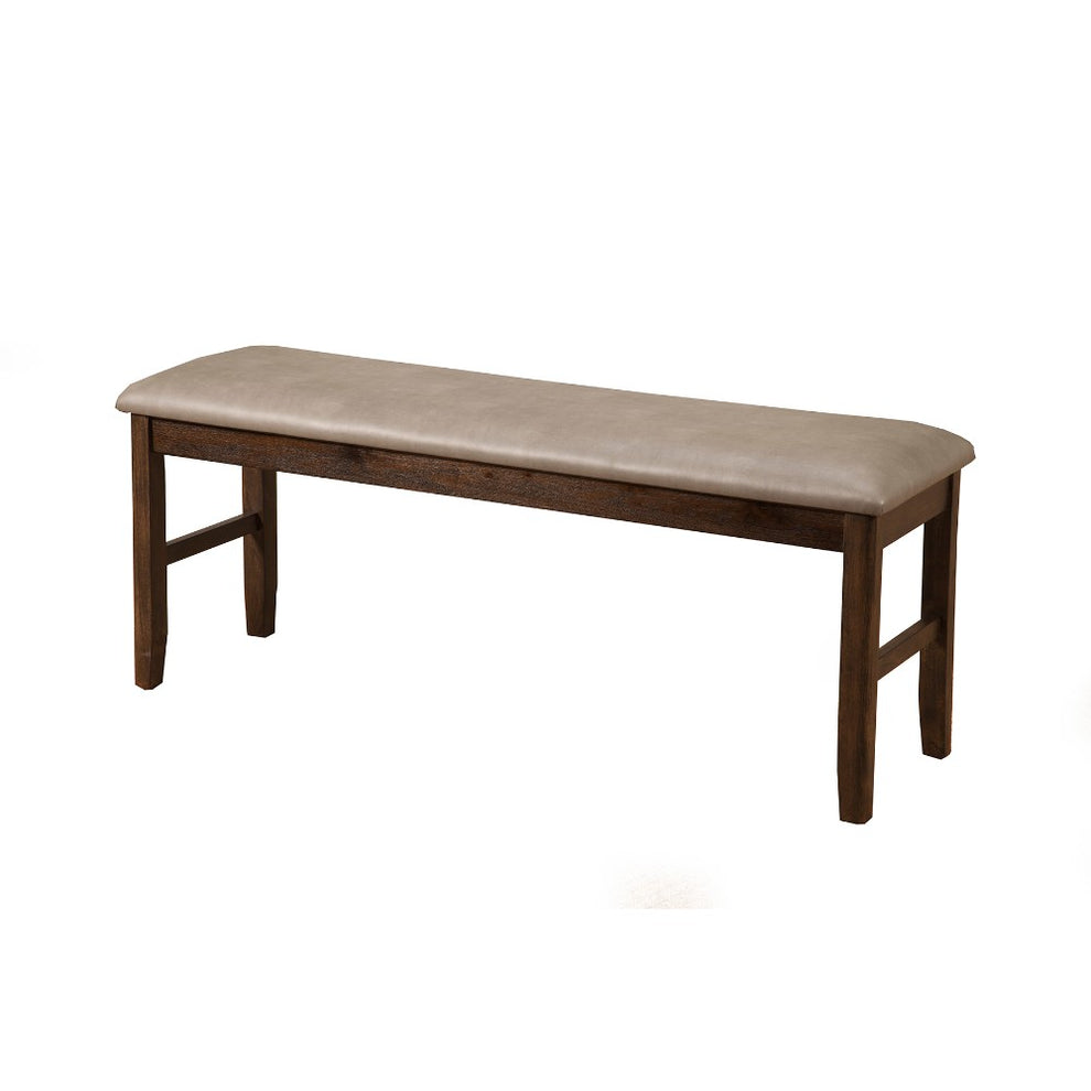 Rubberwood Dining Bench With Padded Upholstery Brown By Benzara | Benches | Modishstore - 2