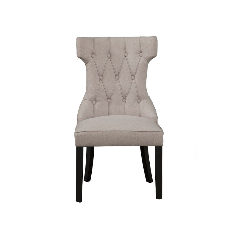 Upholstered Button Tufted Side Chairs With Wooden Base Set Of 2, Gray  By Benzara | Side Chairs |  Modishstore 