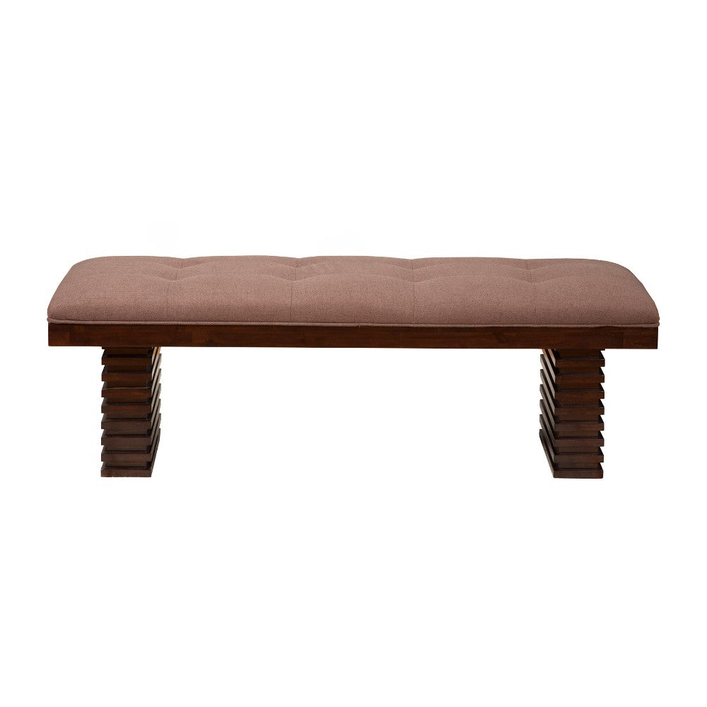 Wooden Dining Bench With Tufted Upholstery Brown  By Benzara | Benches |  Modishstore 
