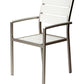 Metal Chairs With Slated Back Set Of 6 Gray And White By Benzara | Outdoor Chairs |  Modishstore  - 3