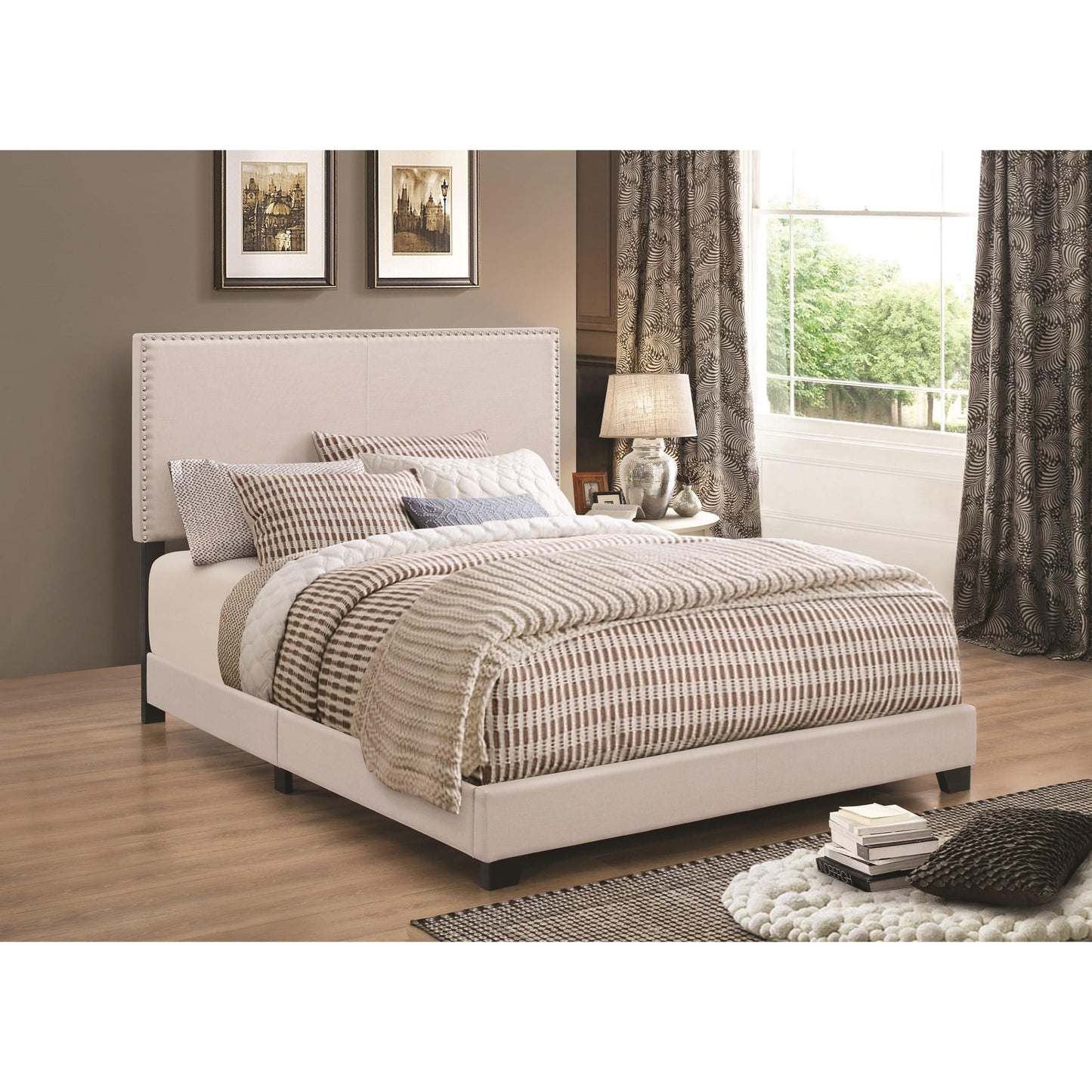 Modern Panel Twin Bed, Ivory By Benzara | Beds | Modishstore