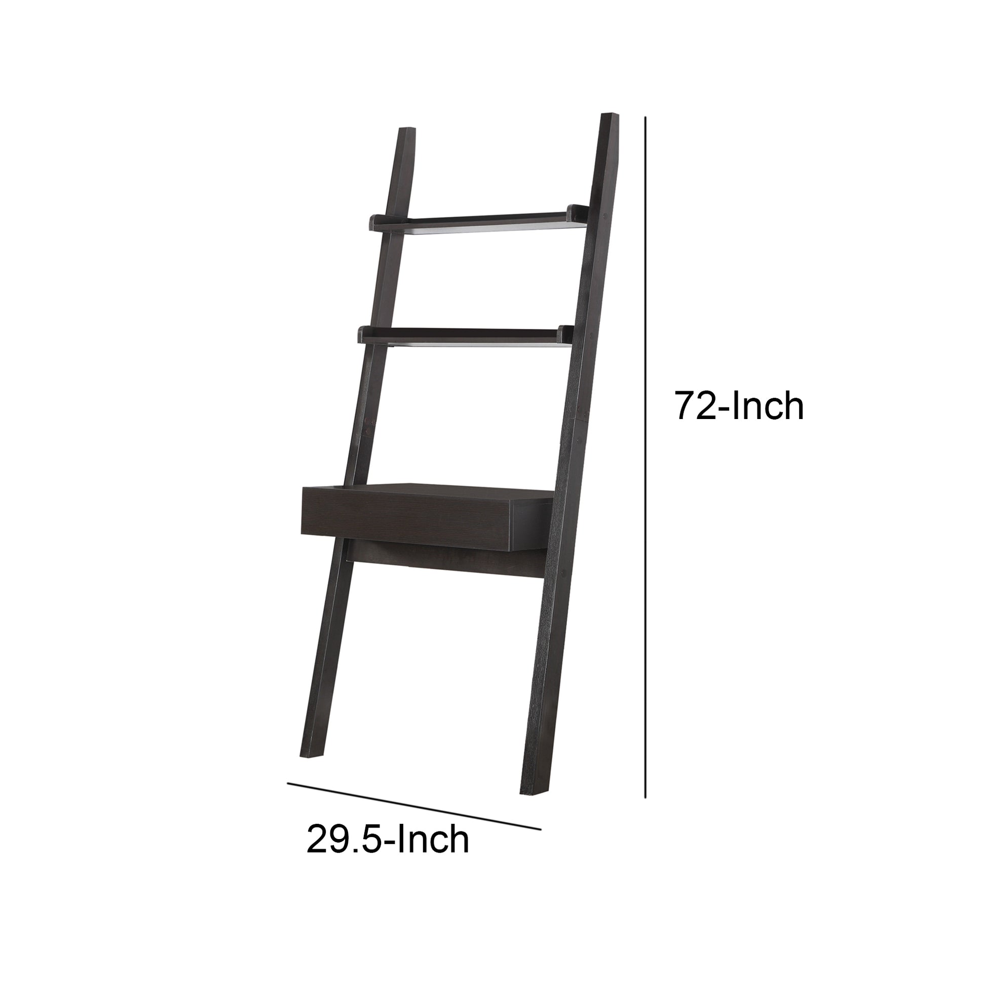 Ladder Desk With One Drawer, Cappuccino  By Benzara | Desks |  Modishstore  - 3