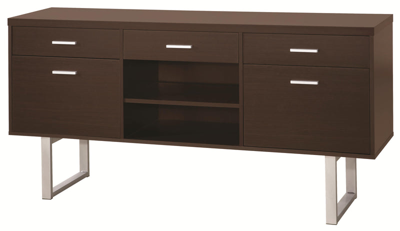 5 Drawer Credenza Desk, Cappuccino  By Benzara | Desks |  Modishstore 