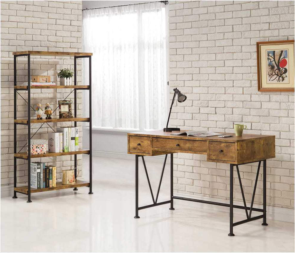 Writing Desk-3 Drawer, Antique Brown  By Benzara | Desks |  Modishstore  - 2