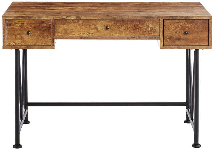 Writing Desk-3 Drawer, Antique Brown  By Benzara | Desks |  Modishstore  - 3