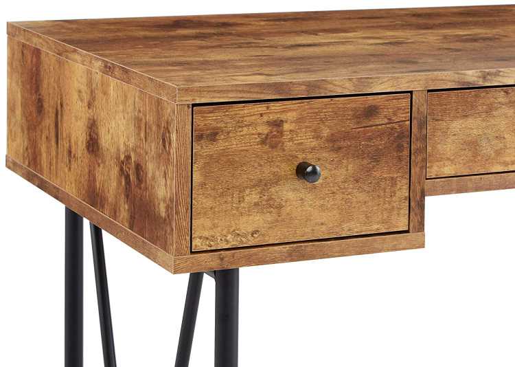 Writing Desk-3 Drawer, Antique Brown  By Benzara | Desks |  Modishstore  - 5