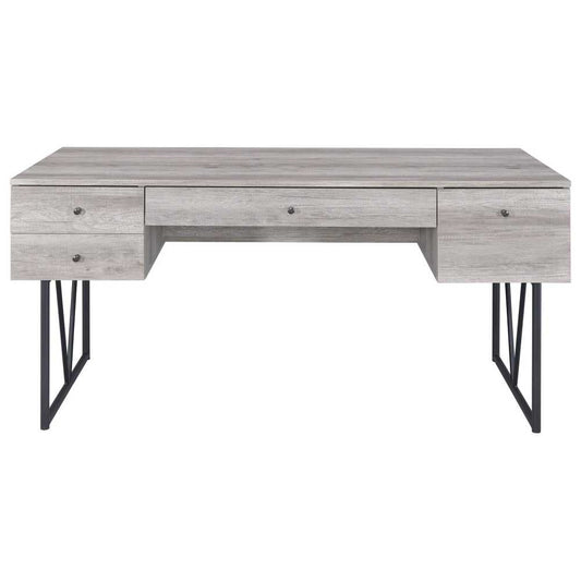 Writing Desk-4 Drawer, Driftwood Gray  By Benzara | Desks |  Modishstore 