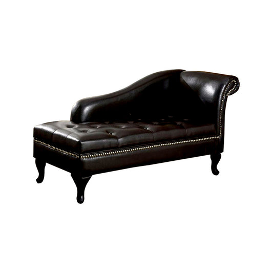 Leatherette Storage Chaise, Black  By Benzara | Lounge Chairs |  Modishstore 