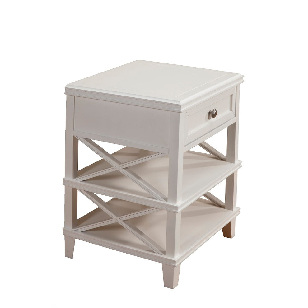 Mahogany Wood Nightstand, White By Benzara | Nightstands |  Modishstore  - 2