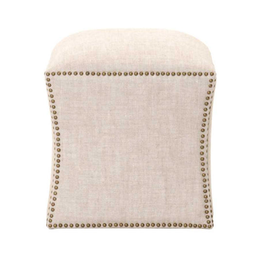 Fully Upholstered Ottoman, Bisque Cream  By Benzara | Ottomans |  Modishstore 