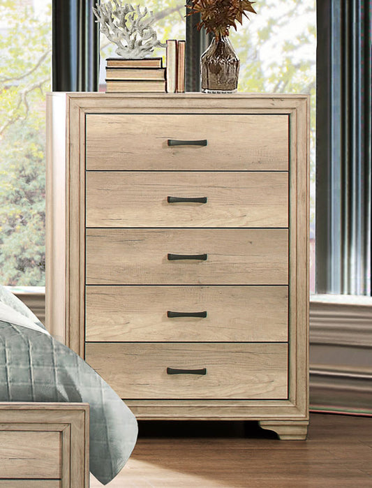 Natural Tone Wooden Chest With 5 Drawers In Brown By Benzara | Drawers |  Modishstore 