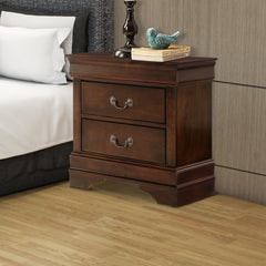 Wooden Night Stand With Curvy Handle Drawer Cherry Brown By Benzara
