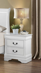 Wooden Night Stand With 2 Spacious Drawers White By Benzara