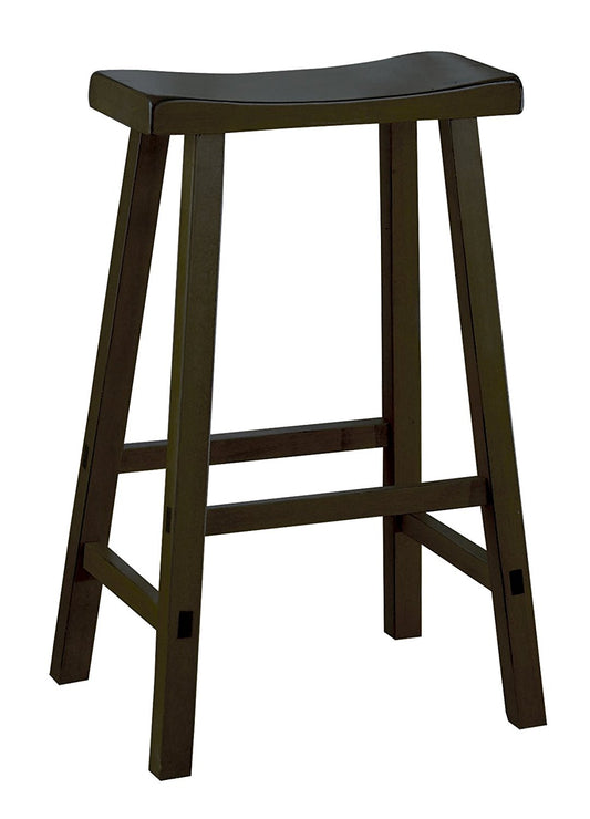 Wooden 29" Counter Height Stool With Saddle Seat, Black, Set Of 2 By Benzara | Bar Stools |  Modishstore 