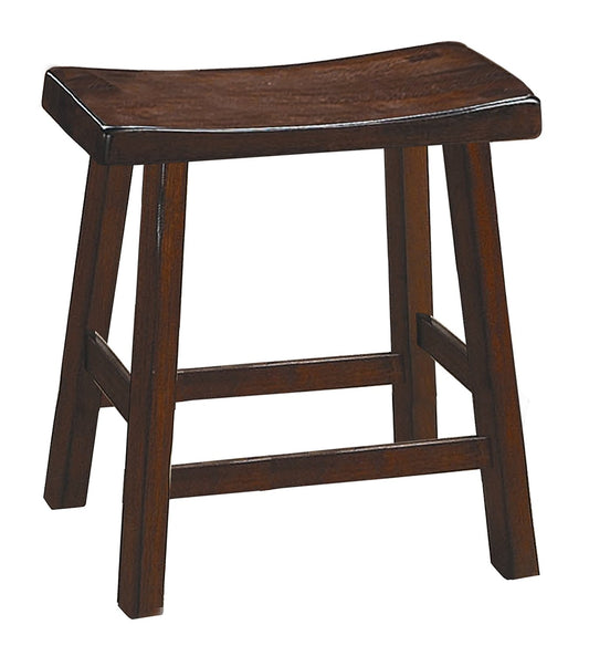 Wooden 18" Counter Height Stool With Saddle Seat, Warm Cherry Brown, Set Of 2 By Benzara | Bar Stools |  Modishstore 
