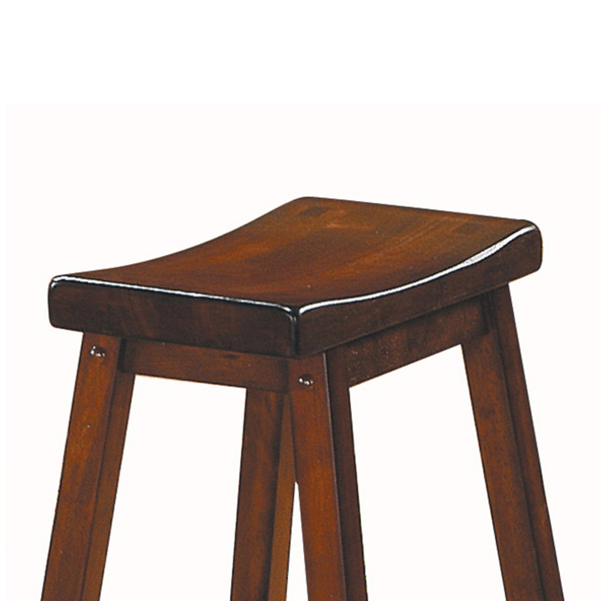 Wooden 24" Counter Height Stool With Saddle Seat, Warm Cherry Brown, Set Of 2 By Benzara | Bar Stools |  Modishstore  - 3