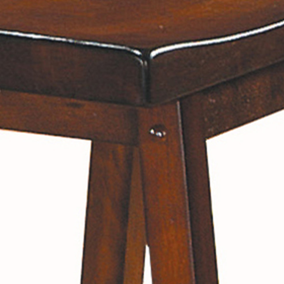 Wooden 24" Counter Height Stool With Saddle Seat, Warm Cherry Brown, Set Of 2 By Benzara | Bar Stools |  Modishstore  - 4