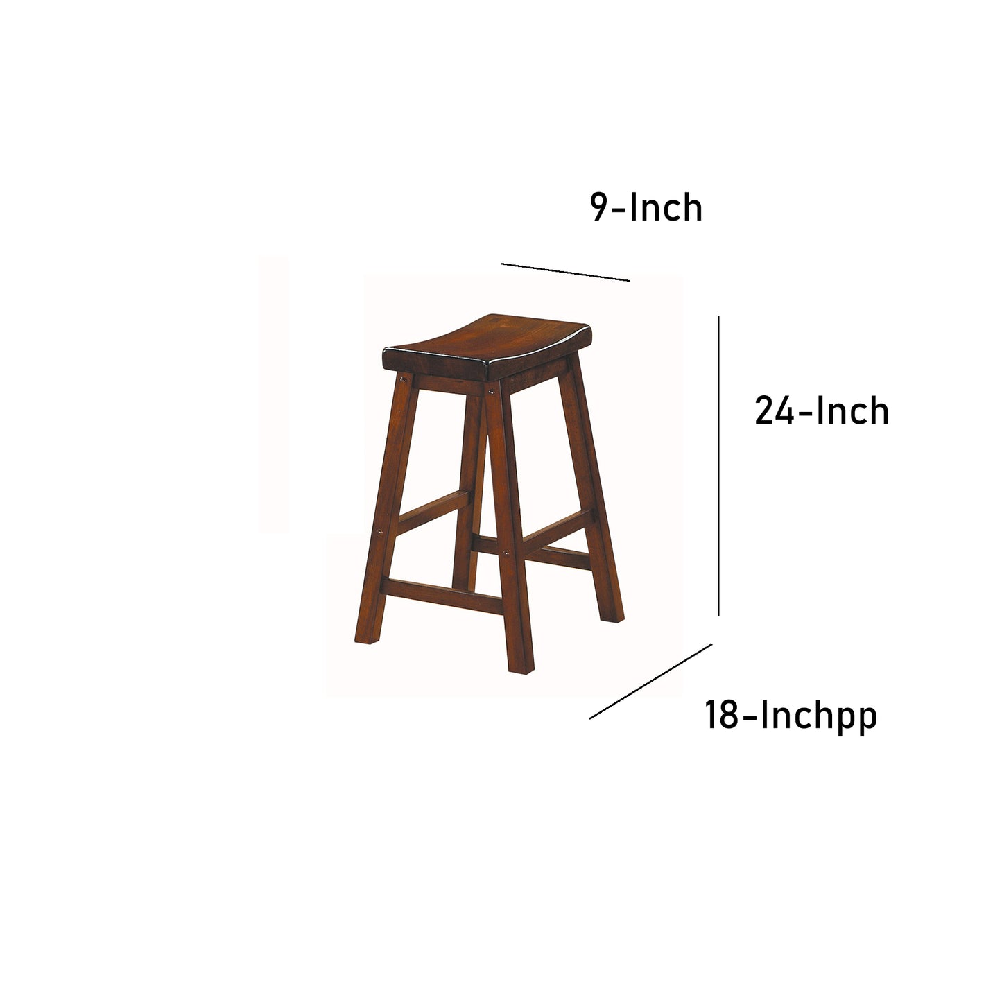 Wooden 24" Counter Height Stool With Saddle Seat, Warm Cherry Brown, Set Of 2 By Benzara | Bar Stools |  Modishstore  - 5