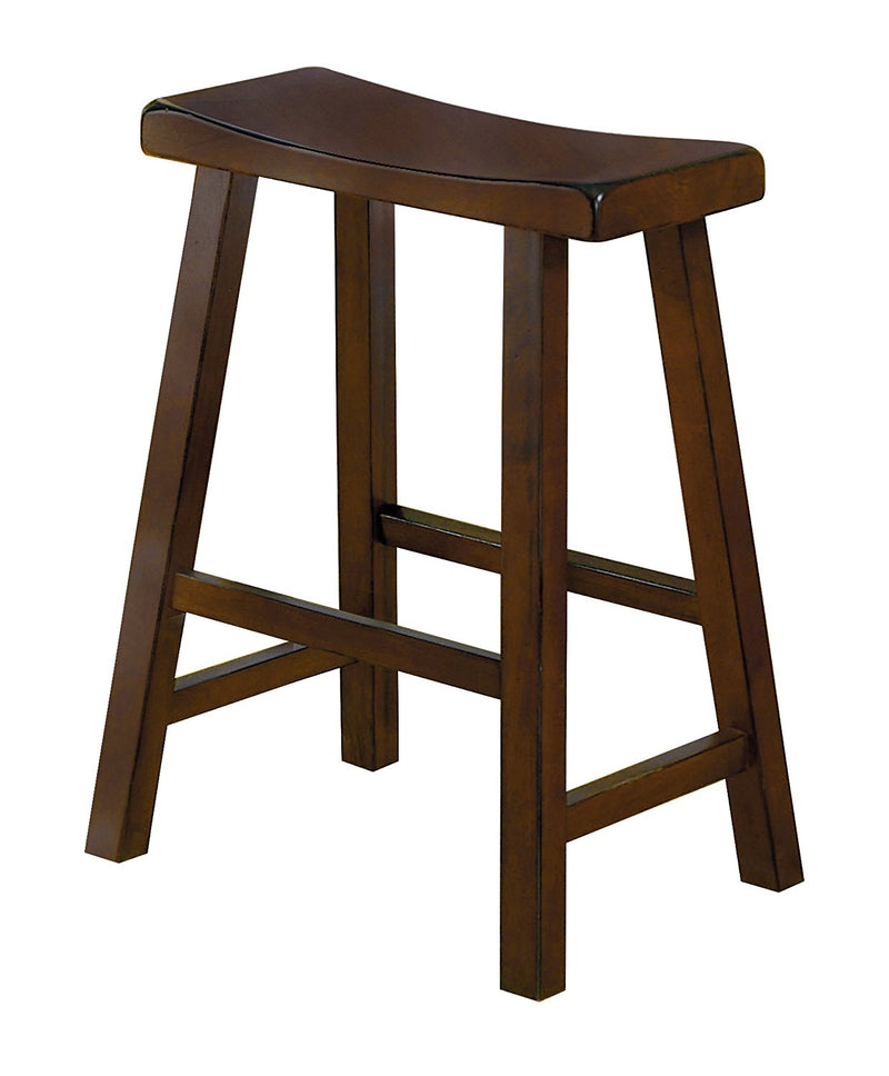 Wooden 24" Counter Height Stool With Saddle Seat, Warm Cherry Brown, Set Of 2 By Benzara | Bar Stools |  Modishstore 