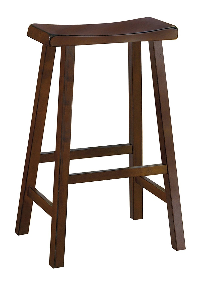 Wooden 29" Counter Height Stool With Saddle Seat, Warm Cherry Brown, Set Of 2 By Benzara | Bar Stools |  Modishstore 