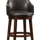 Wood & Leather Bar Height Chair With Swivel Mechanism, Oak Brown & Black, Set Of 2 By Benzara | Dining Chairs | Modishstore - 2