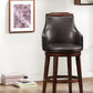 Wood & Leather Bar Height Chair With Swivel Mechanism, Oak Brown & Black, Set Of 2 By Benzara | Dining Chairs | Modishstore