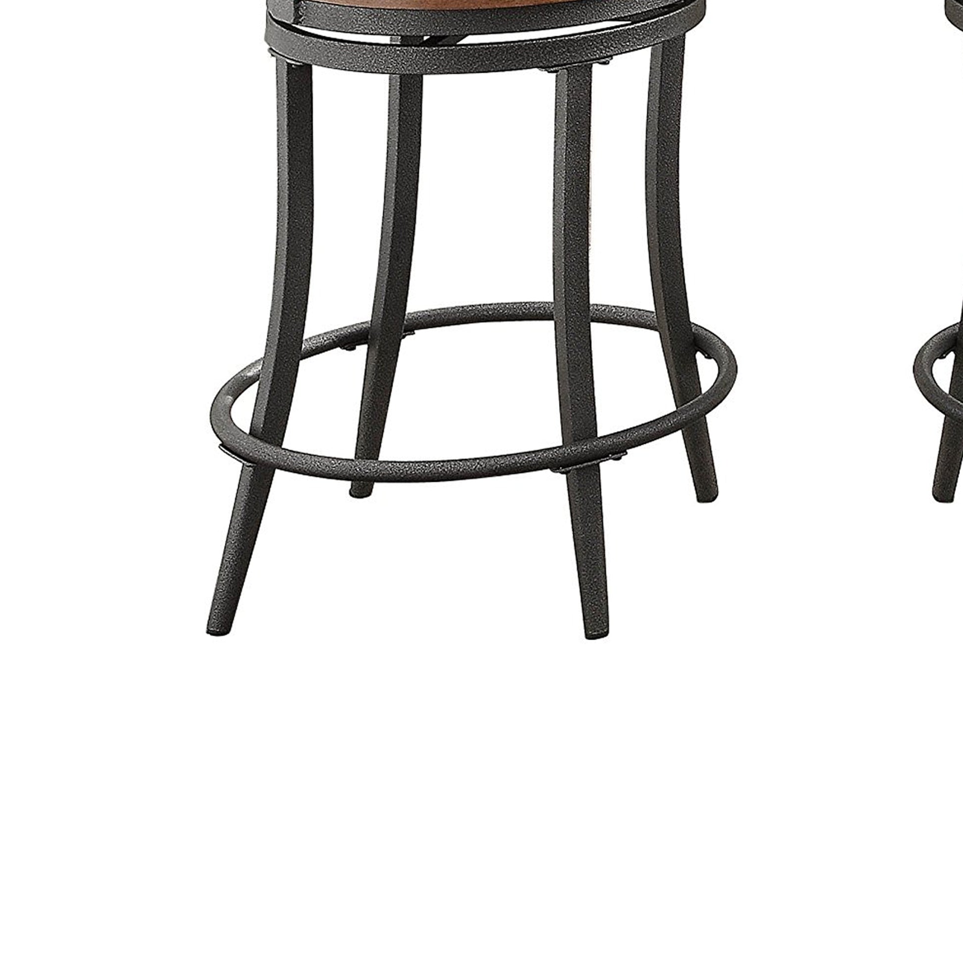 Wooden & Metal Counter Height Swivel Chair, Gray & Brown, Set Of 2 By Benzara | Counter Chairs |  Modishstore  - 3