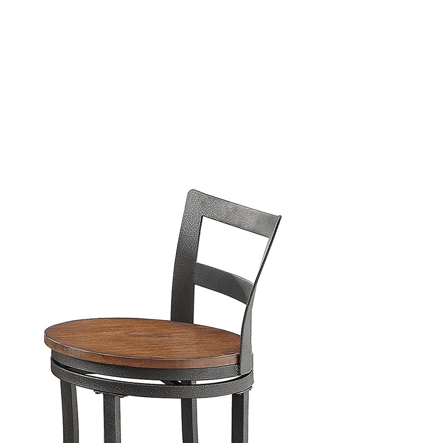 Wooden & Metal Counter Height Swivel Chair, Gray & Brown, Set Of 2 By Benzara | Counter Chairs |  Modishstore  - 4