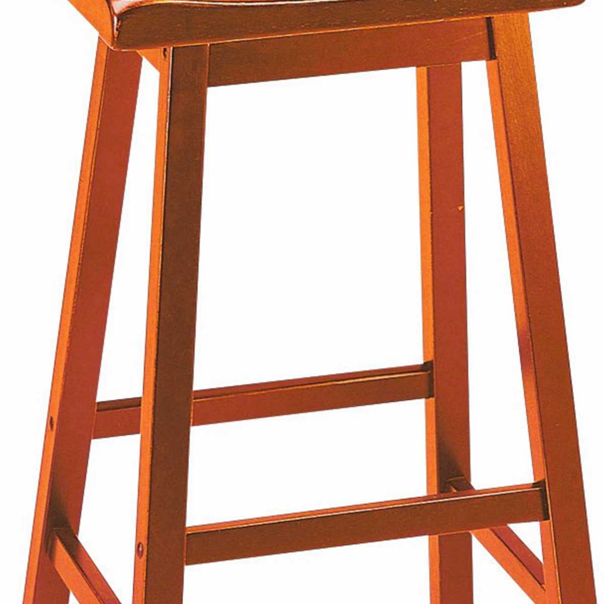 Wooden Counter Height Stools With Saddle Seat, Oak Brown, Set Of 2 By Benzara | Bar Stools & Table |  Modishstore  - 3