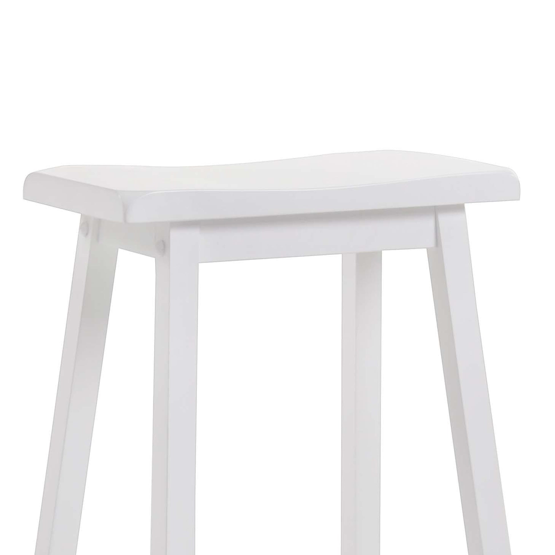 Wooden Bar Height Stools With Saddle Seat, White (Set Of 2) By Benzara | Bar Stools & Table |  Modishstore  - 3