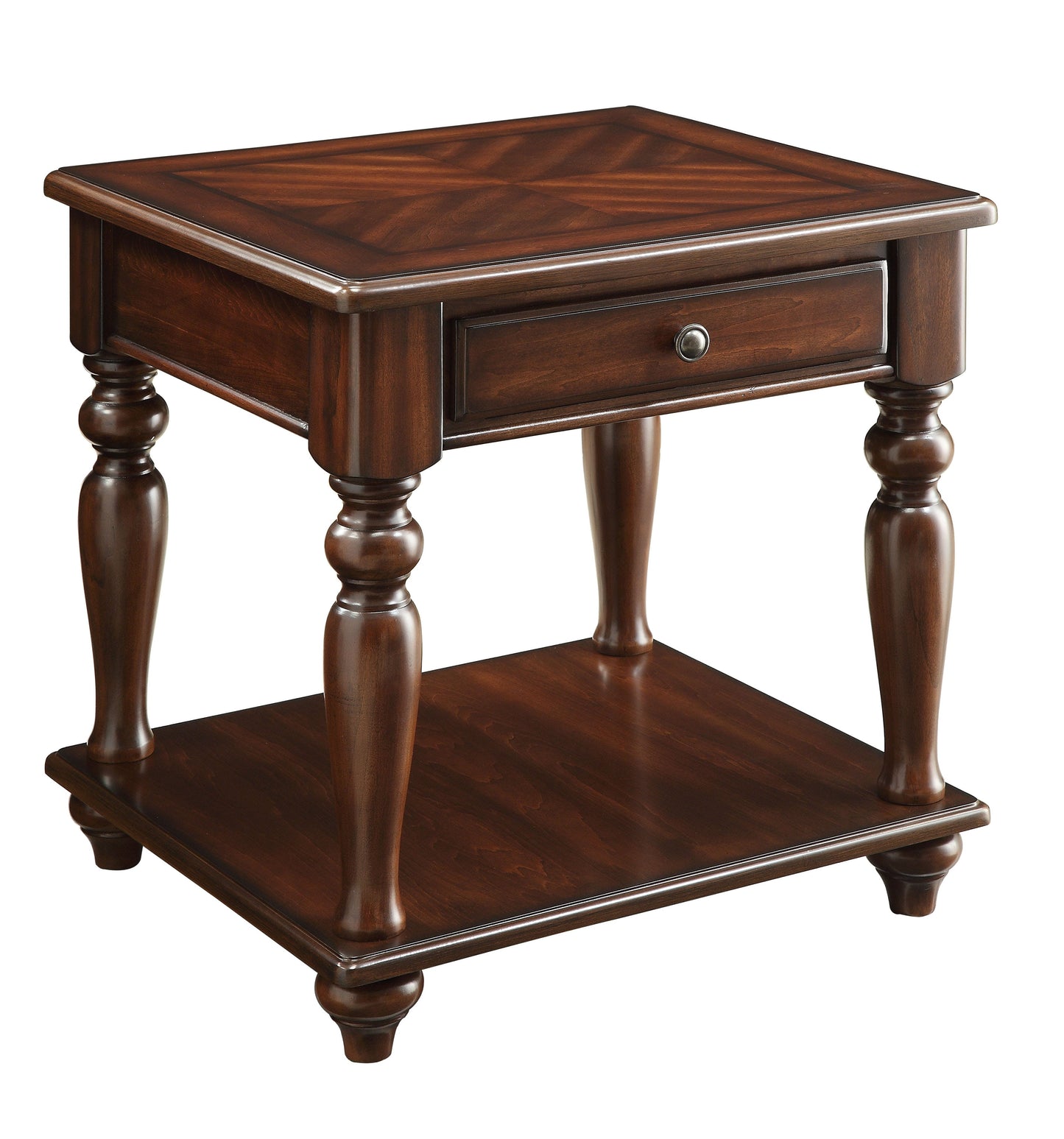 Wooden End Table With 1 Drawer And 1 Bottom Shelf, Walnut Brown By Benzara | End Tables | Modishstore - 6