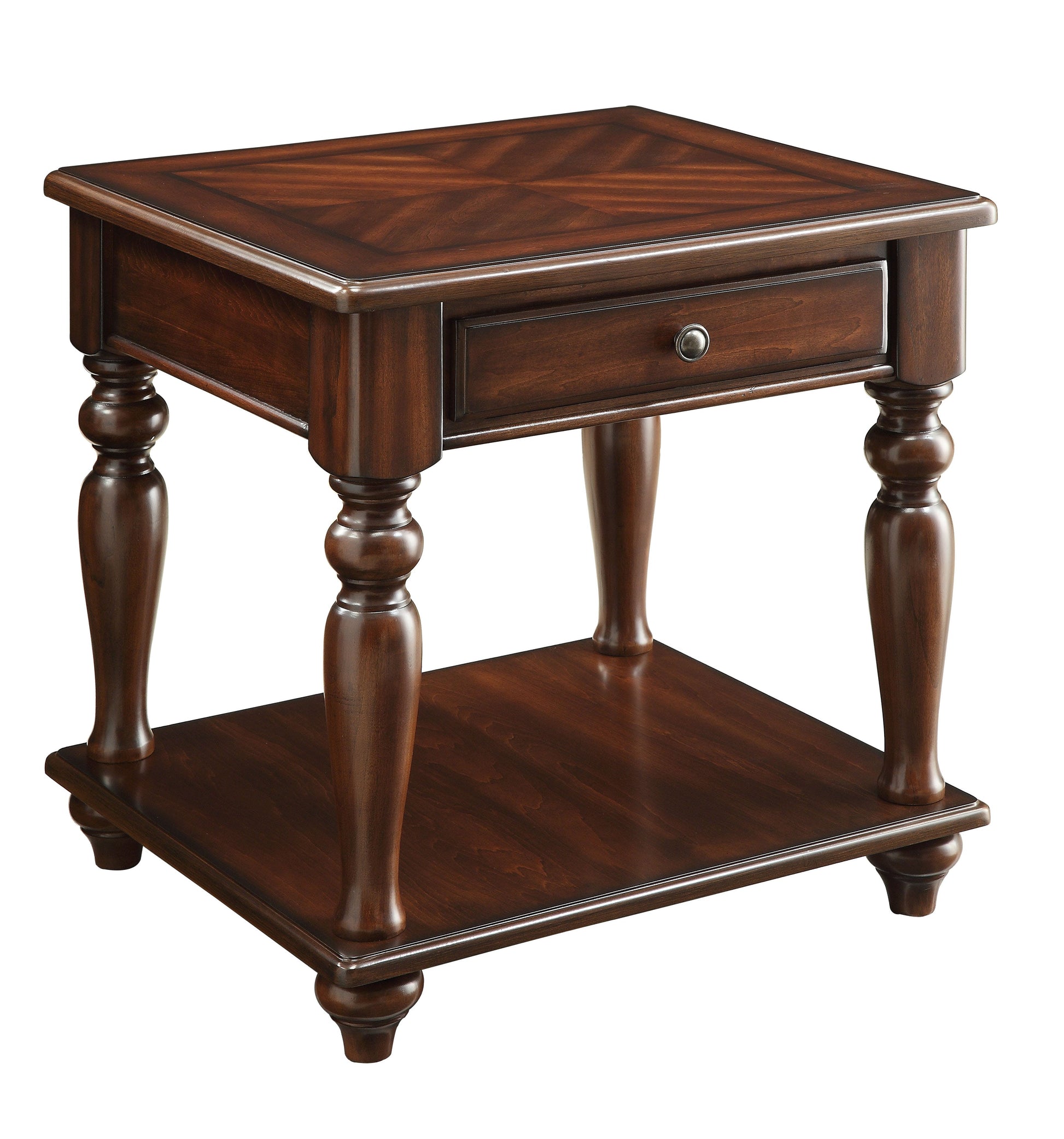 Wooden End Table With 1 Drawer And 1 Bottom Shelf, Walnut Brown By Benzara | End Tables | Modishstore - 6