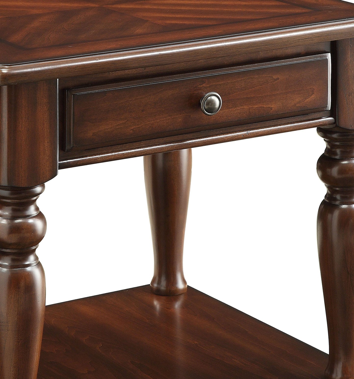 Wooden End Table With 1 Drawer And 1 Bottom Shelf, Walnut Brown By Benzara | End Tables | Modishstore - 5